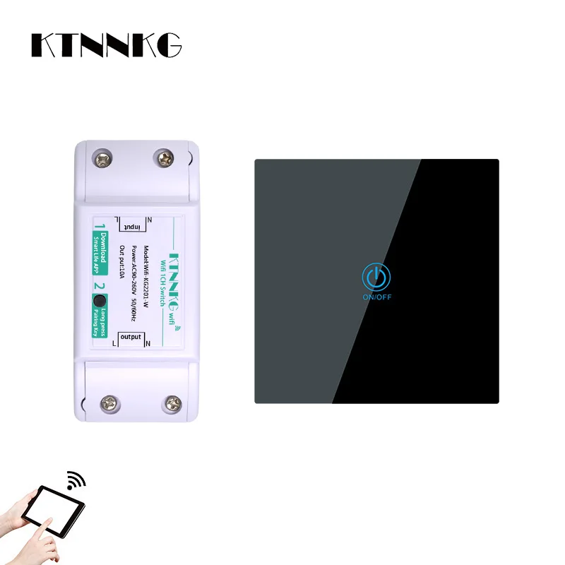 

KTNNKG 110V 220V Wifi Switch Support APP Control Wireless Remote Relay Receiver Universal Light Switch for TUYA Smart Device 10A