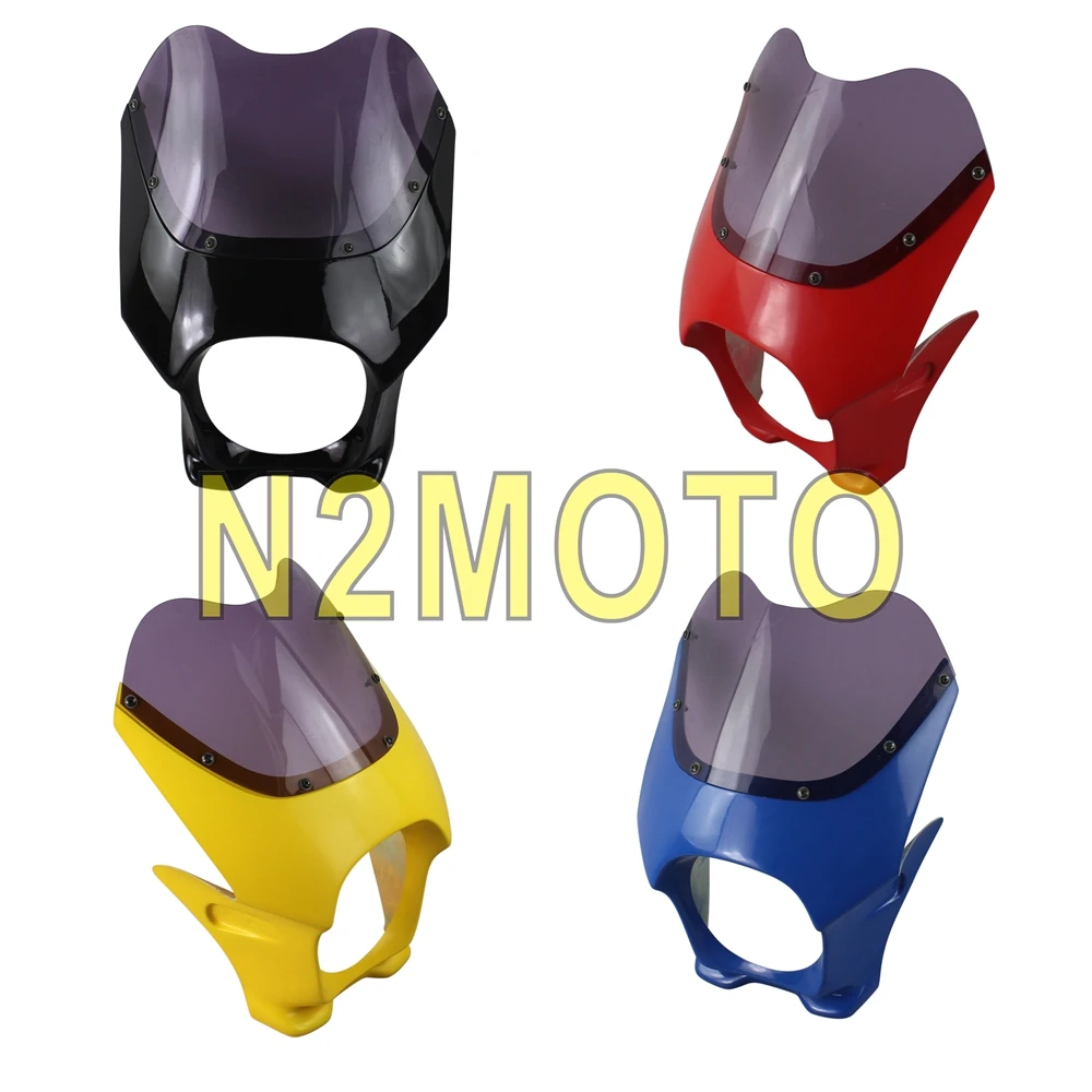 Motorcycle Headlight Fairing Smoke Windshield Red Blue Black Yellow Front Visor for 6" Headlamp