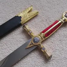 S0072 Золотой масонский Тамплиер масонство церемониальный меч нож с оболочкой 25,3"