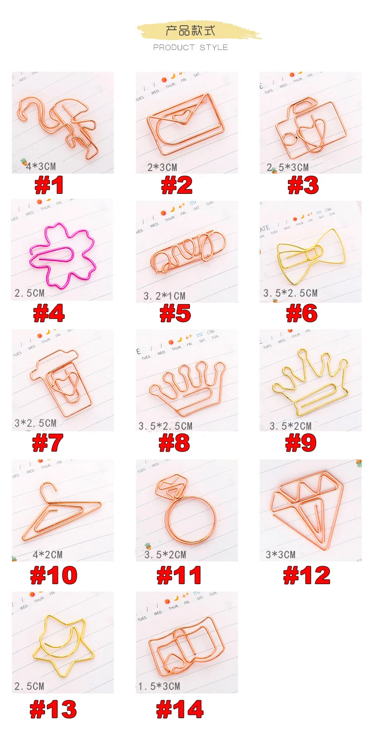 Bonito dos Desenhos Clipe de Papel Simples para Modelar Lote Animados Marcador Rose Gold Clip Holder Metais Criativo Clipe Estudante 50 pc - 2 Cheap Suporte e dispensador de clipes
