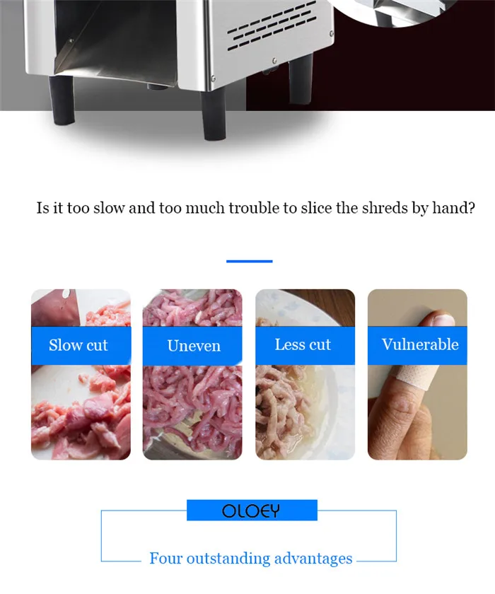 Коммерческих рабочего стола мясо Slicer Нержавеющая сталь высокое Мощность многофункциональный ломтик лоскуток зазубрин кубиками перетасовки машина
