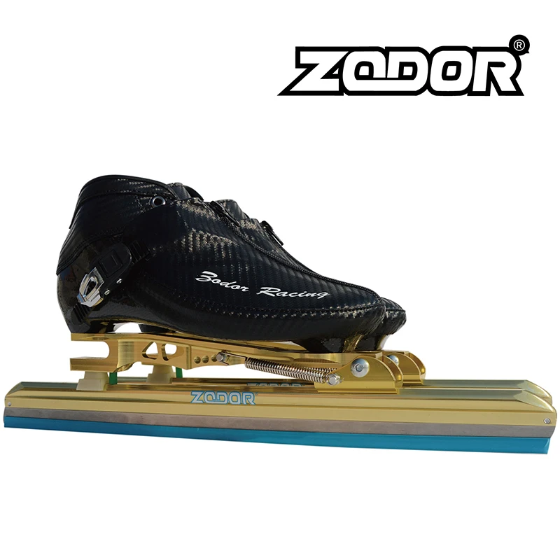 Patins de Gelo Sapatos de Patinação de Velocidade com Lâmina de Gelo de Deslocamento Preto à Prova de Água 6-camada de Fibra de Carbono Deslocou Inline 62-64 Zip