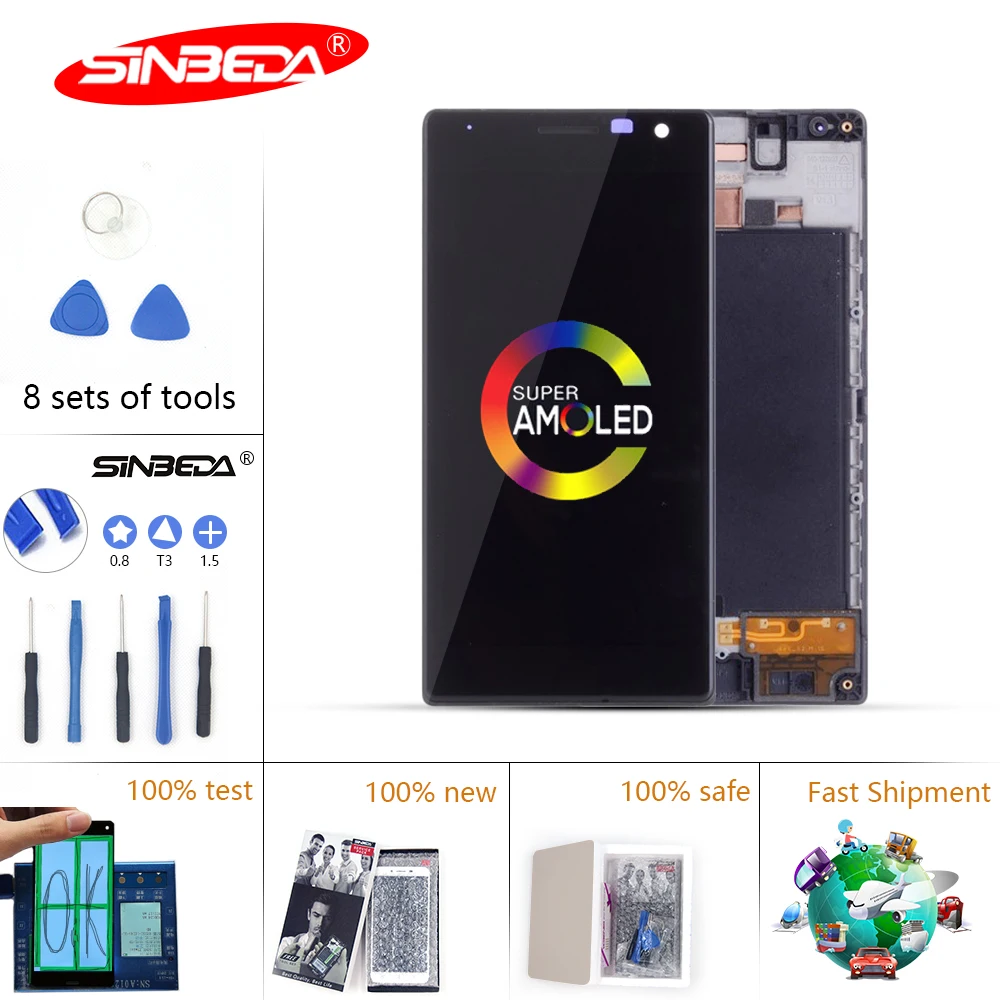 

Sinbeda LCD Display For NOKIA Lumia 735 LCD Touch Screen Frame for Nokia Lumia 730 LCD Replacement LCD Display Dual SIM RM-1038
