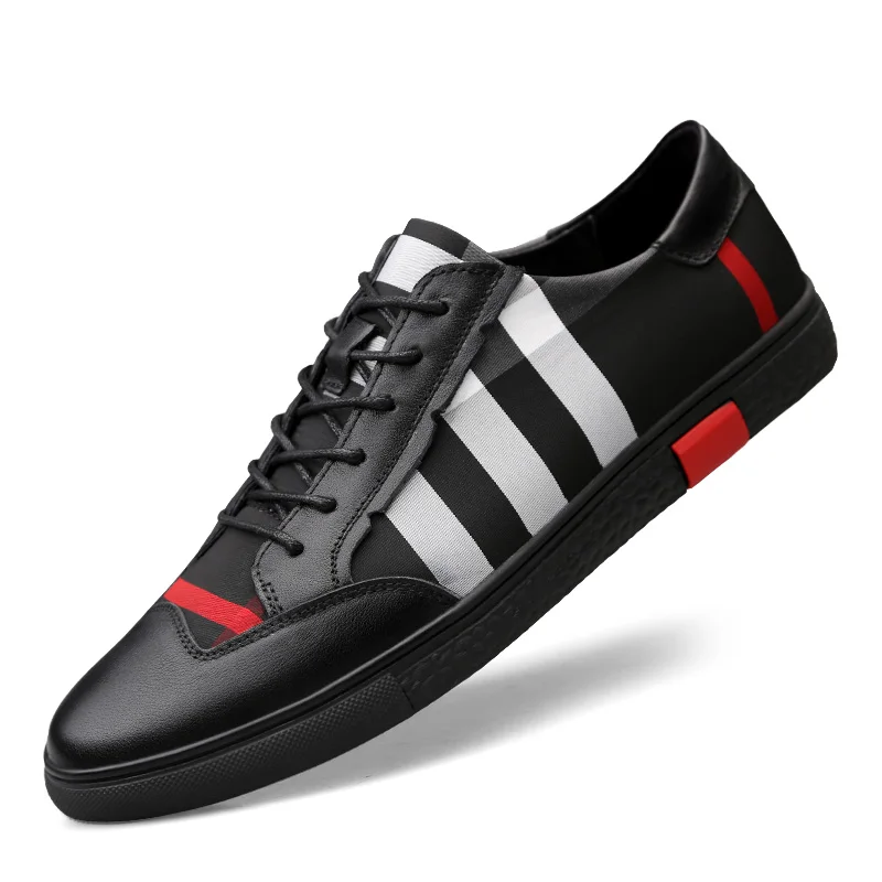 

Men's Male Casual Soft Cow Genuine Leather Shoes Flats Lace Up Summer trend wild casual tide shoes Large Size 36-46