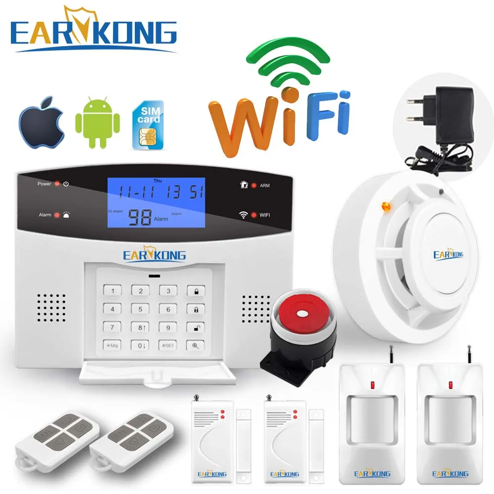 Система охранной сигнализации PSTN с поддержкой Wi Fi GSM 433 беспроводных