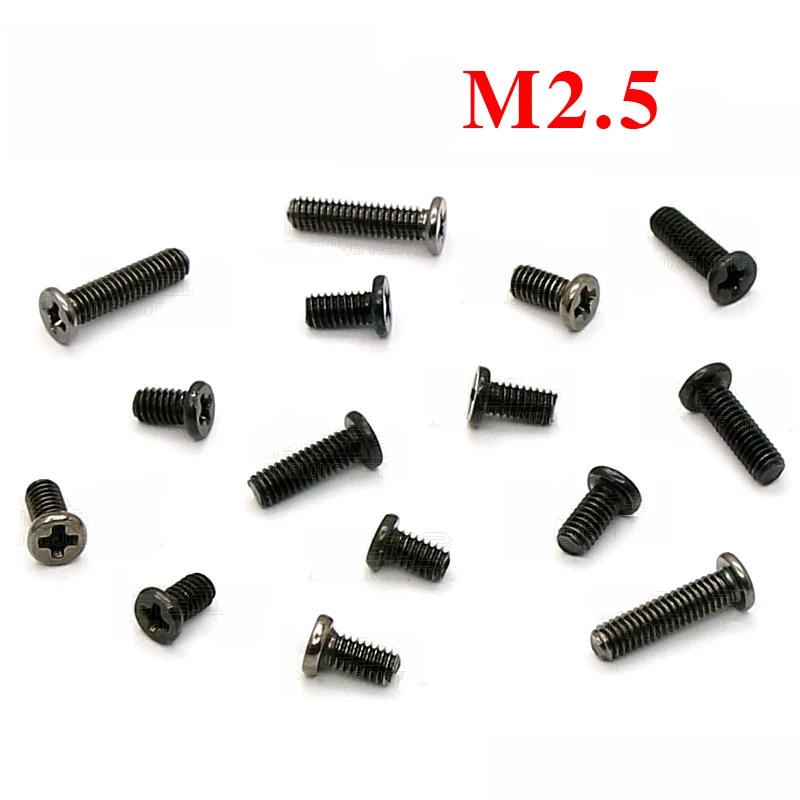 100pcs Cm2.5 Carbon Steel Phillips Flat Thin Head Laptop Drive Screw