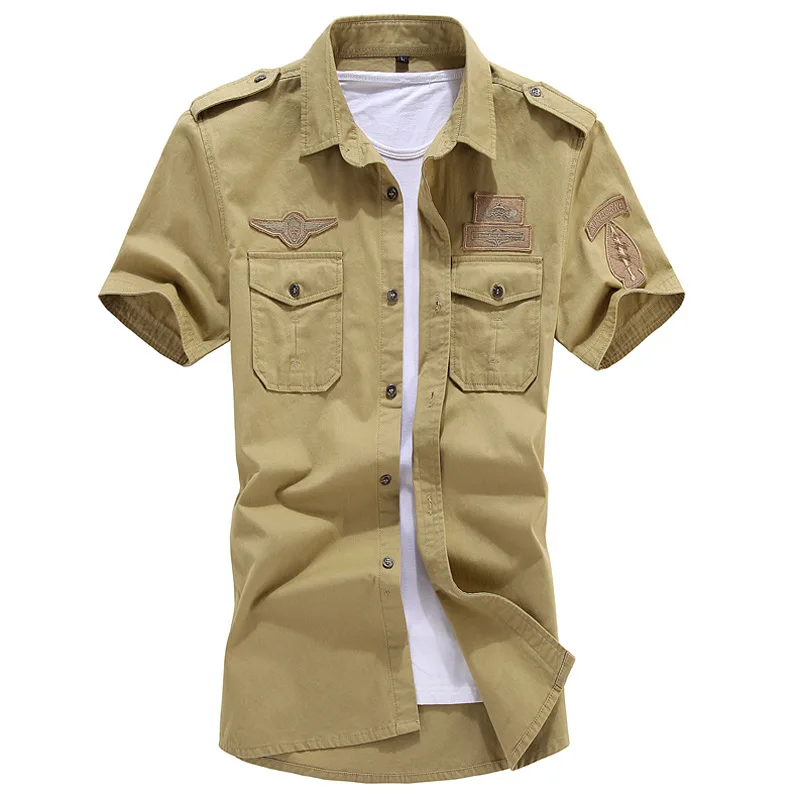 En Ligne Nouveau mode hommes chemise à manches courtes slim fit haute qualité coton robe chemises 3 couleurs M 6XL AYG57