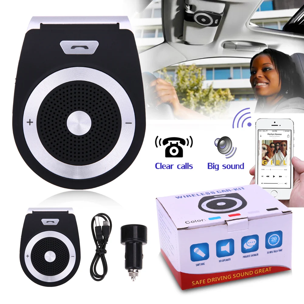 New auto Car Bluetooth Handsfree kit phones Audio Receiver Calls Voice Speaker Car AUX Home Audio System Devices