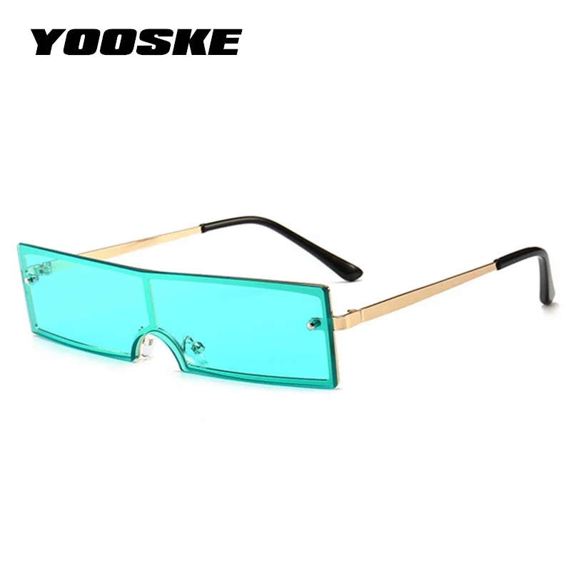 YOOSKE 90S прямоугольные Солнцезащитные очки женские брендовые дизайнерские