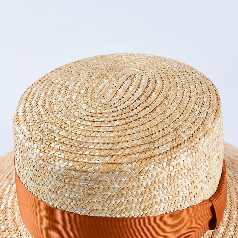 USPOP Новая летняя шляпа от солнца для женщин Женская винтажная плоская шляпа из натуральной соломы с широкими полями и бантом пляжная шляпа