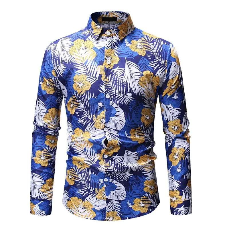 Mens Beach Floral Hawaiian Shirt 2019 Brand New Long Sleeve Shirt Men ...