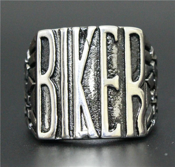 Popular Design Big Shield Letter Biker Ring BIKER Ring 316L Stainless