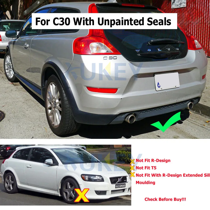 Передние задние брызговики для автомобилей VOLVO C30(без окрашенных уплотнений) 2007-2013 mudflaps Брызговики щиток крыло брызговиков 2010 2011