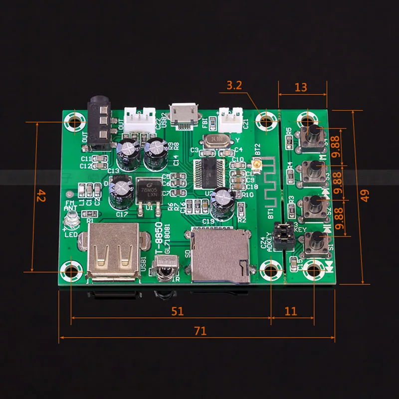 Lusya Bluetooth 4,2 аудио приемный модуль U дисковая карта без потерь воспроизведение аудио DC12V T0683