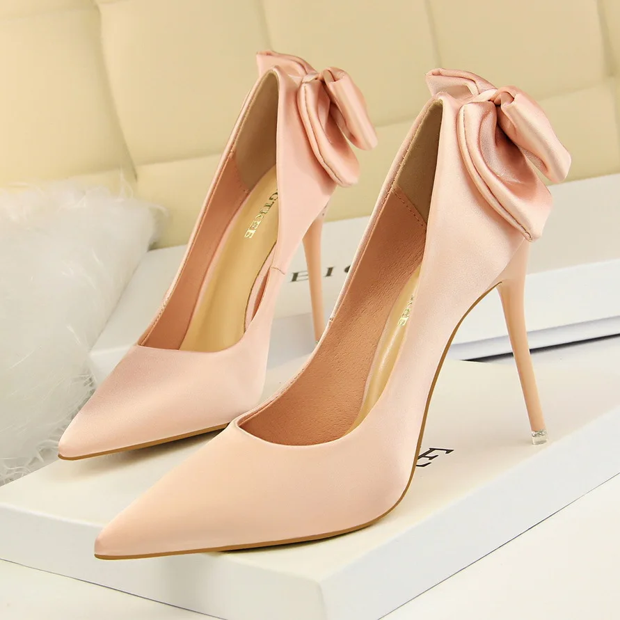 

Silk Sweet Butterfly-knot extreme high heels shoes woman wedding shoes brand bigtree shoes ladies pumps zapatos mujer plataforma