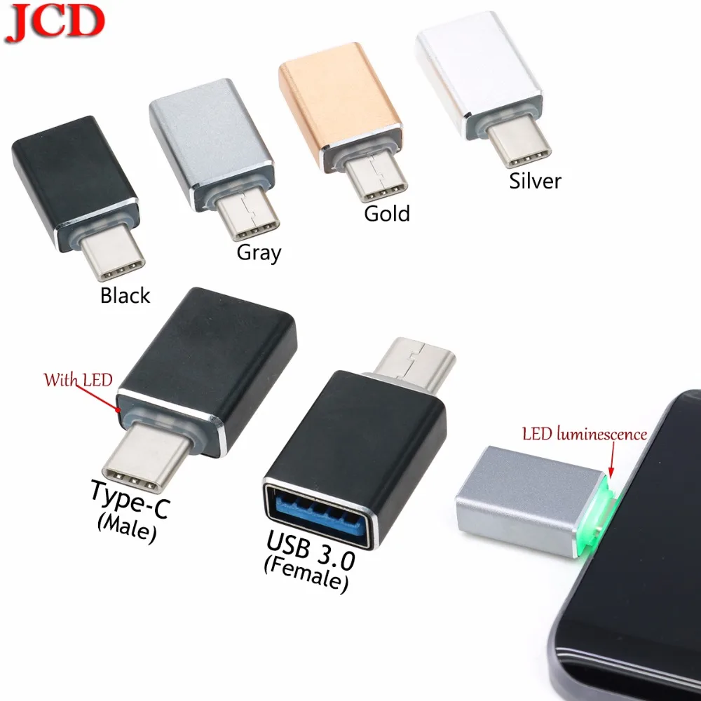 

JCD For Xiaomi 4C 5 5 6 6X 8 Metal Type C Adapter Male to USB 3.0 Female Converter Type-c to OTG USB3.0 data cable for Macbook