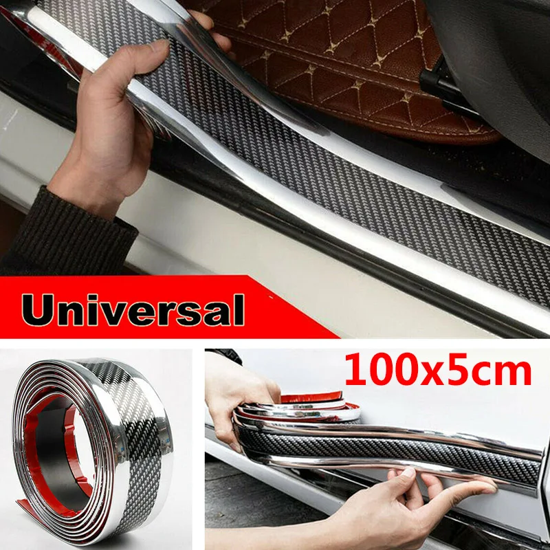 1 м углеродное волокно 3D авто порог потертости защитная пластина наклейка крышка серебро