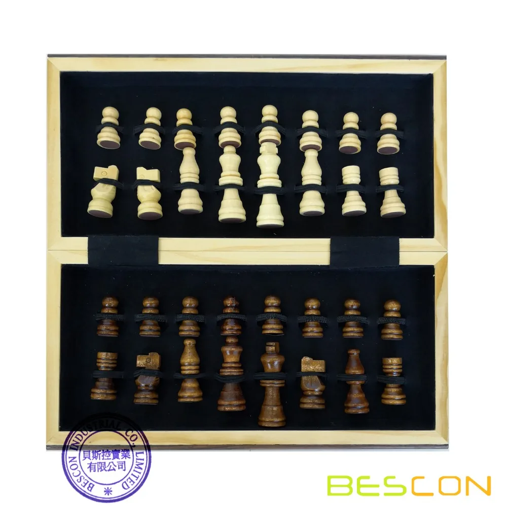 Bescon Высокое качество 10-дюймовые классические складной деревянный Шахматный набор для детей и взрослых, складная шахматная доска-хранение для шахматных штук