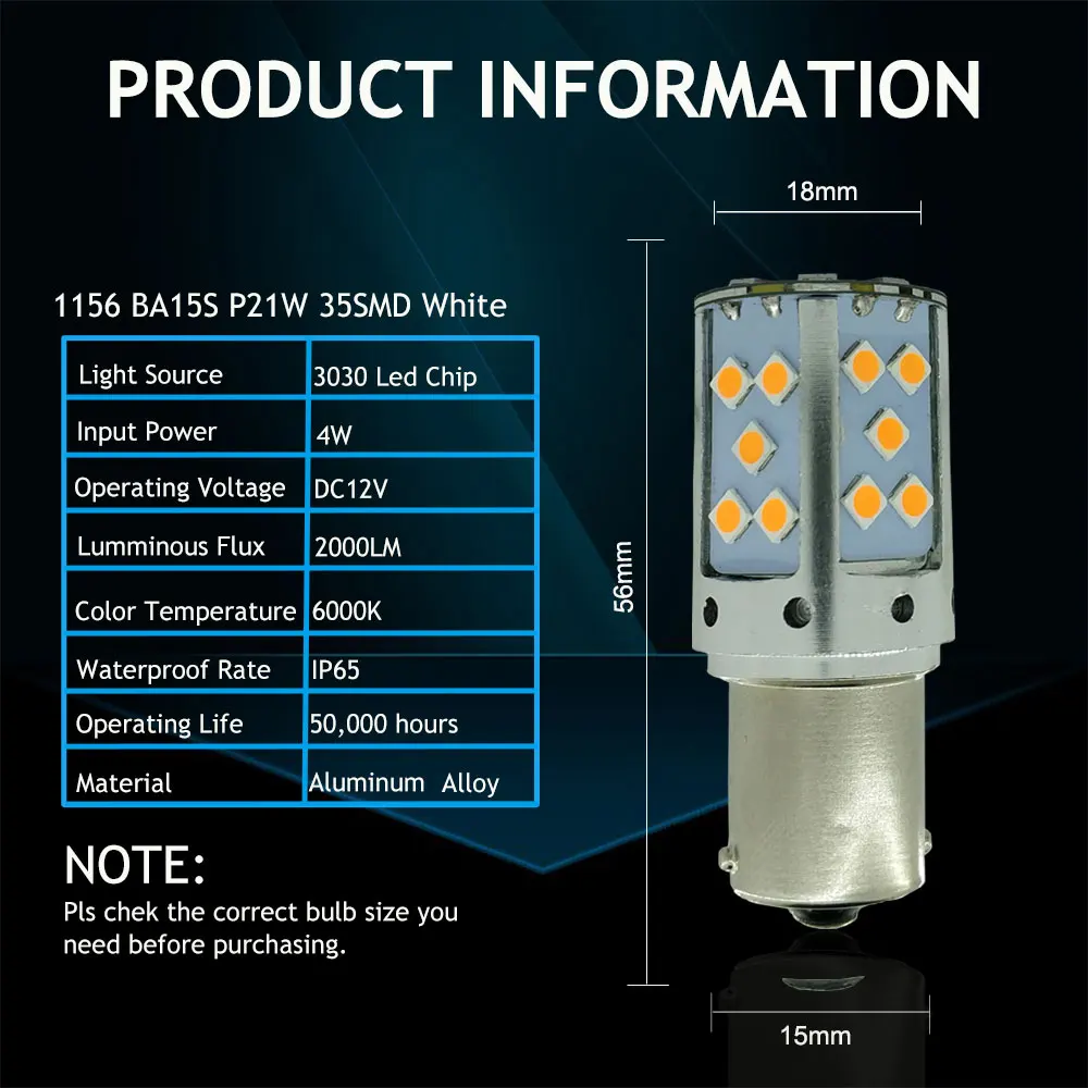 1 шт. T20 светодиодный 7440 W21W 35SMD 3030 лампочки CANBUS ERROR FREE 1156 BA15S P21W BAU15S PY21W светильник