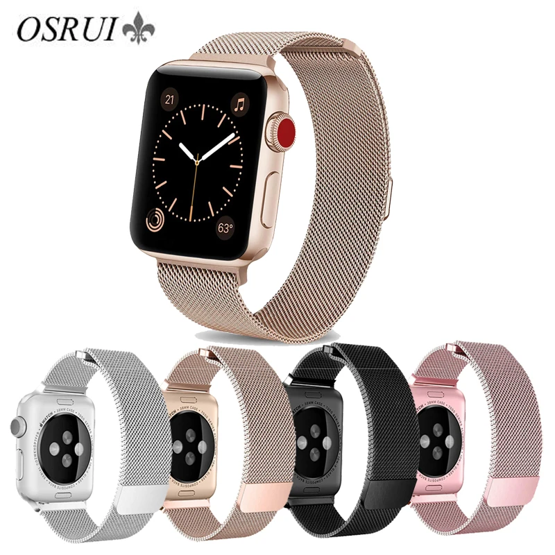 

OSRUI Milanese Loop For Apple watch band 4 44mm 40mm Iwatch 3 band correa 42mm 38mm Stainless Steel wrist bracelet Accessories