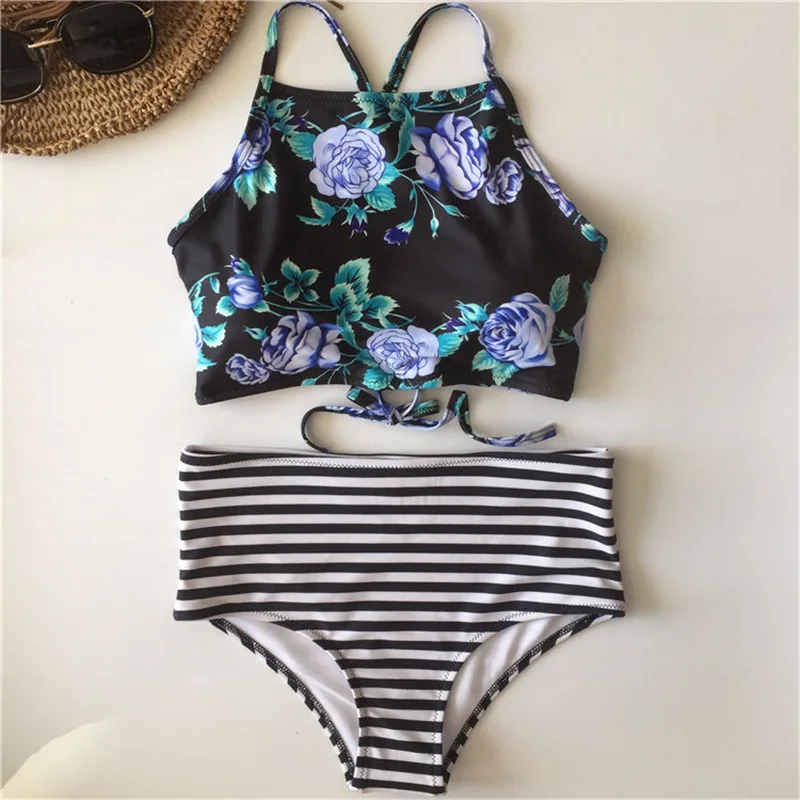 

YICN High Waist Bikini Set Sexy Padded Swimsuit Women Sport Bikini Summer Swimwear Female Beach Bathing Suit Swimming Wear