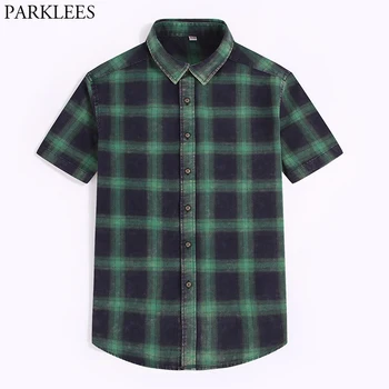 

Stylish Vintage Plaid Shirt Men 2019 Summer Brand Design Slim Fit Short Sleeve Mens Dress Shirts Checks Gingham Chemise Homme