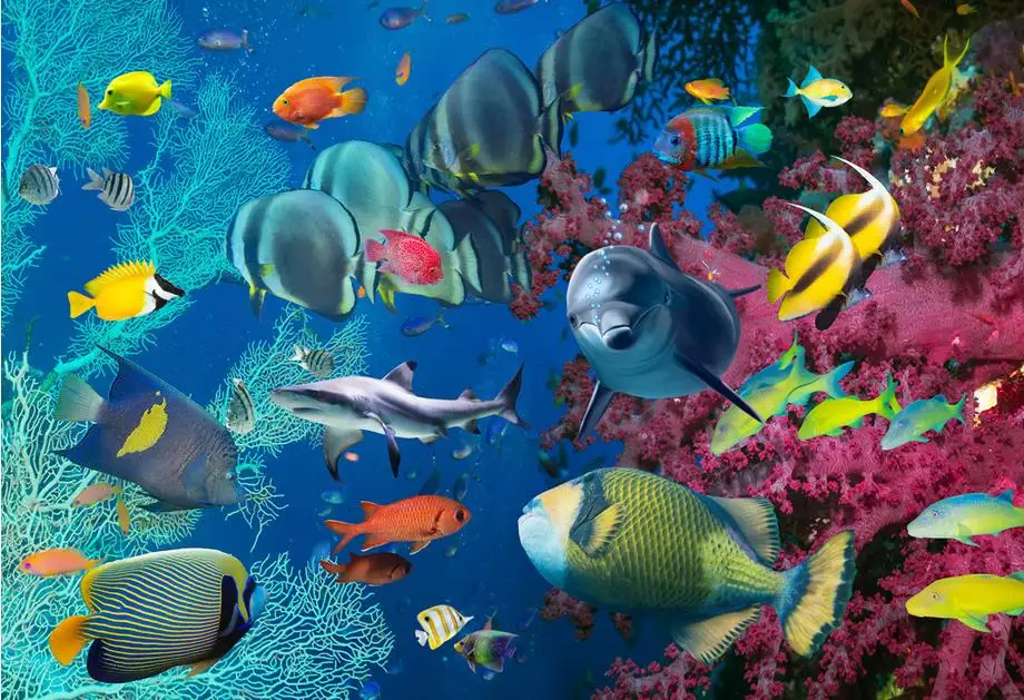 Красивый Подводный мир Рыбы потолок 3d обои современные для гостиной фрески