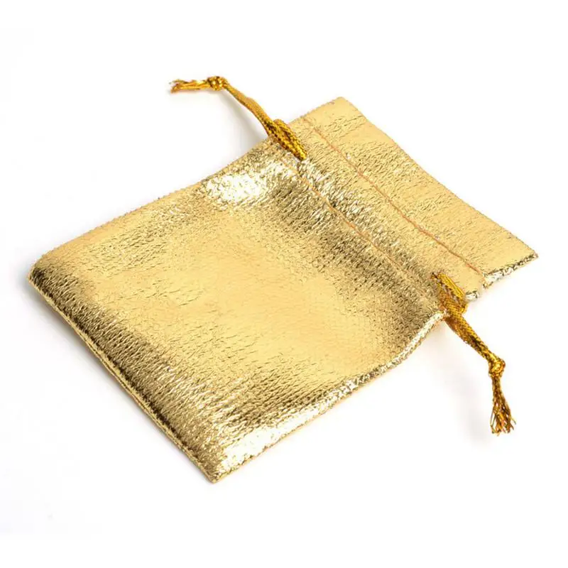 100 шт серебряные и золотые сумки из органзы с кулиской вечерние подарок на свадьбу сумки серьги в форме конфет ювелирные изделия сумки
