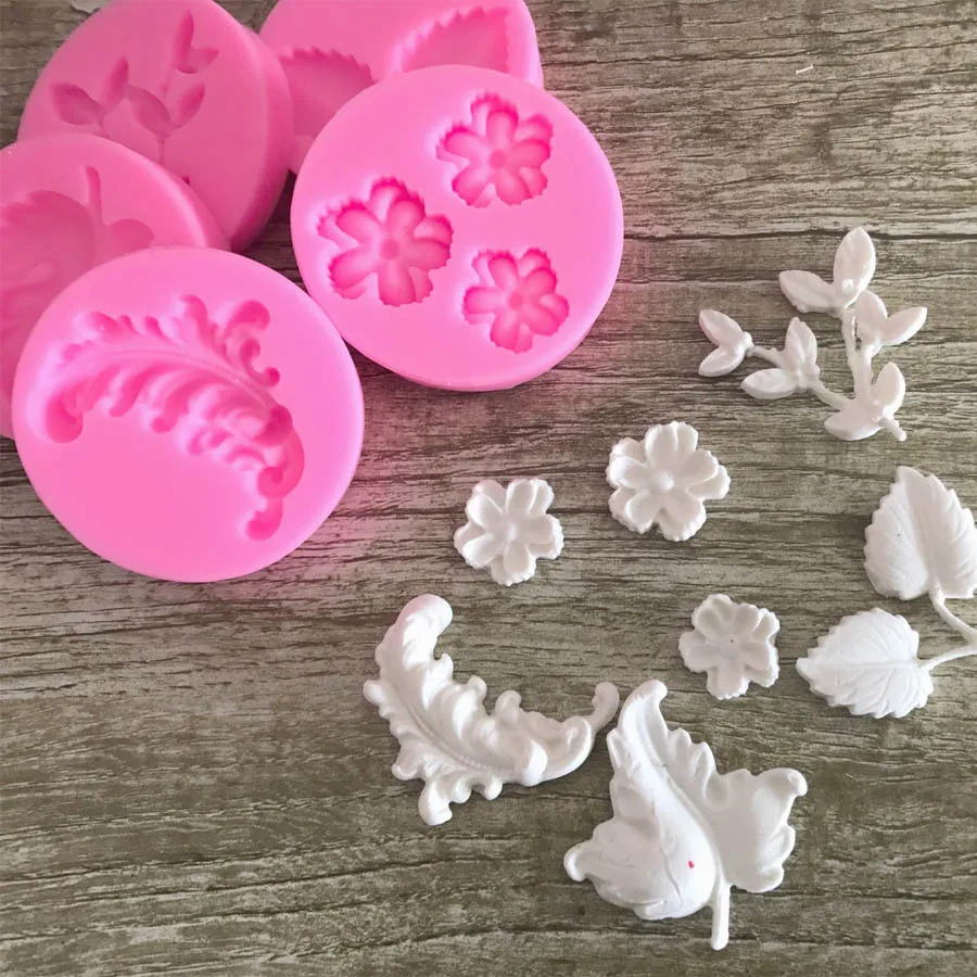 

Many leaves Double sugar cake silicone mold flower formative X175 DIY baking grinding tool