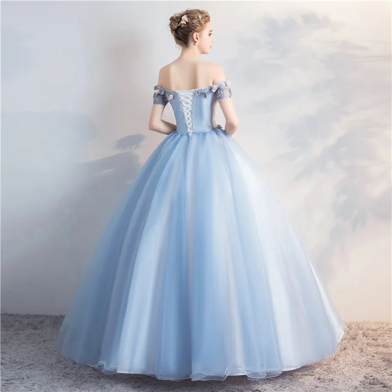 SSYFashion New Quinceanera Dresses Robe De Soiree Sweet Lace Flower Boat Neck A-line Floor-length Party Gown Formal Dress