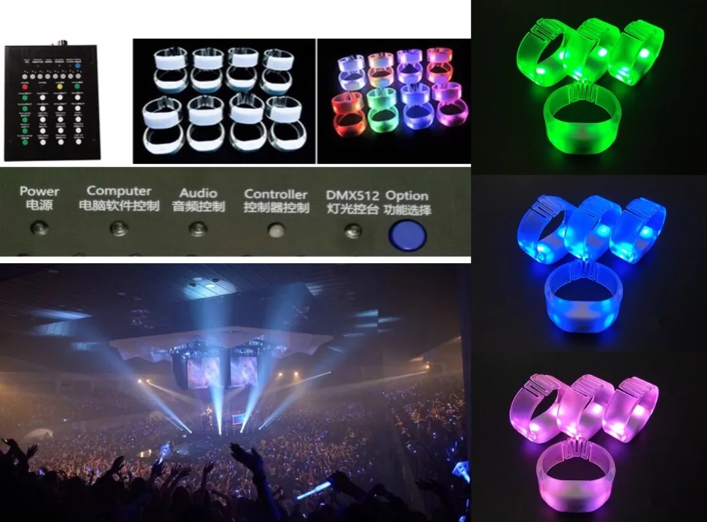 

Wireless remote control concert LED lighting bracelet color change custom