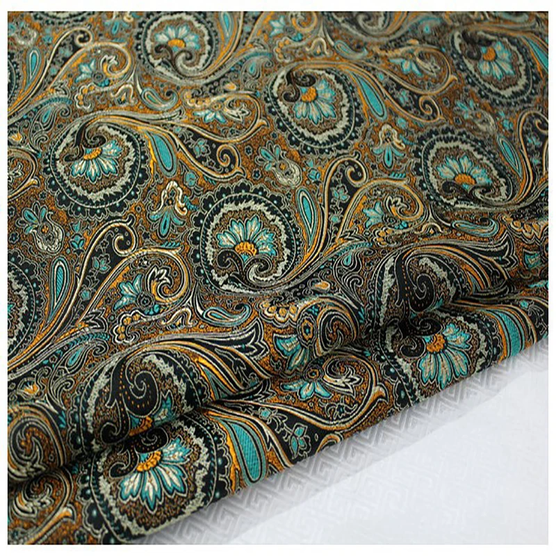 

HLQON brocade Tang suit black fabric patchwork felt tissue telas bed sheet cheongsam dress children coat cloth 75cm width