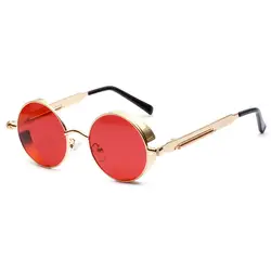 Круглые Солнцезащитные очки металлический Steampunk Man готический черный унисекс Мода марка Путешествия Винтаж солнцезащитные очки женщина