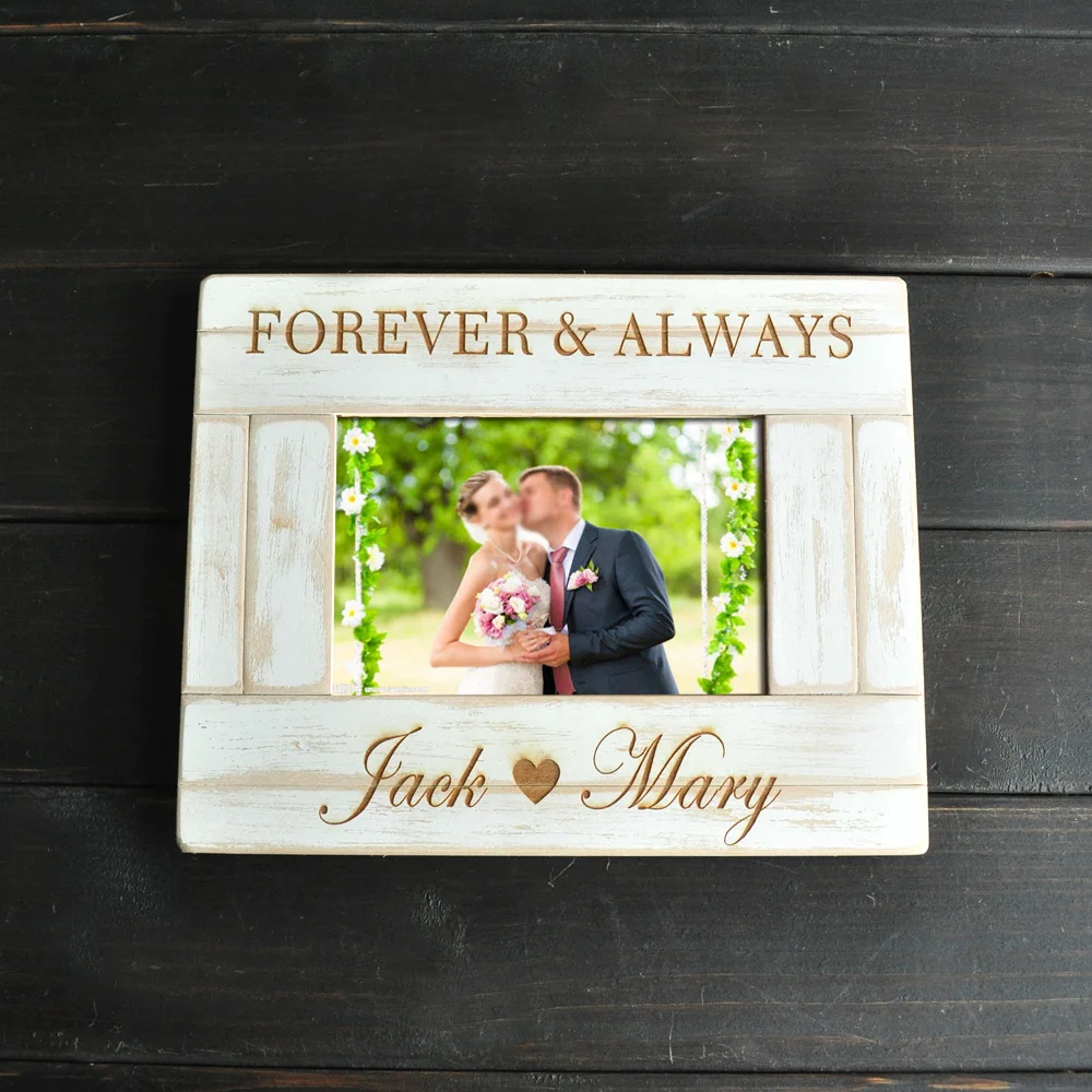 

Personalized Picture Frame Custom Wedding Gift Wooden Bride Groom Photo Frame Rustic Shower Gift