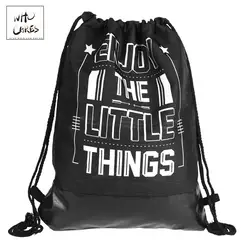 Черный затенение наслаждаться жизнью кожаный нижний рюкзак для мужчин путешествия досуг женщин 2018 Стиль Мода Mochila Feminina Drawstring сумка