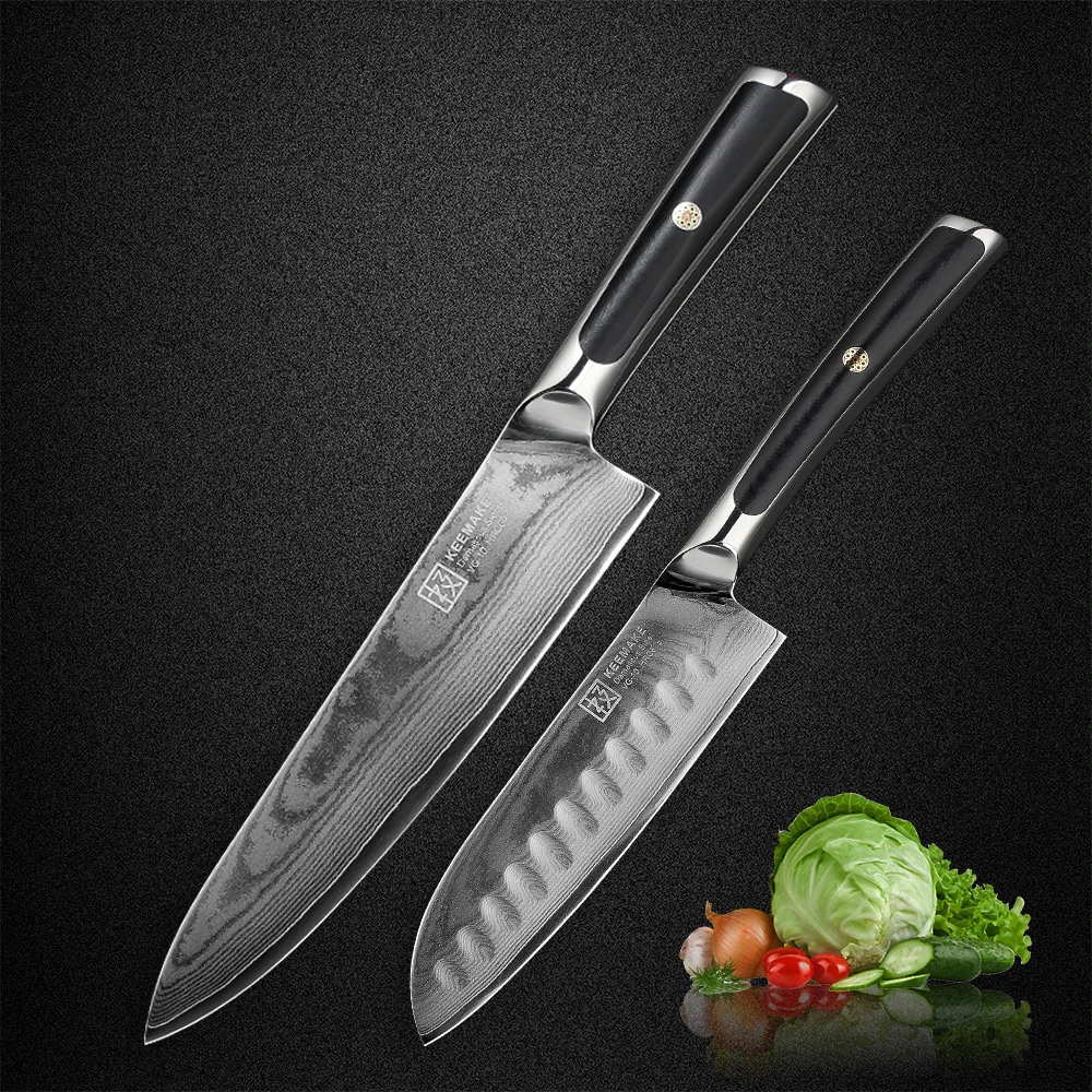 Keemake 8 ''Шеф-Повар 5 ''santoku Ножи японский VG10 Core острый нож 73 слоя ножи из