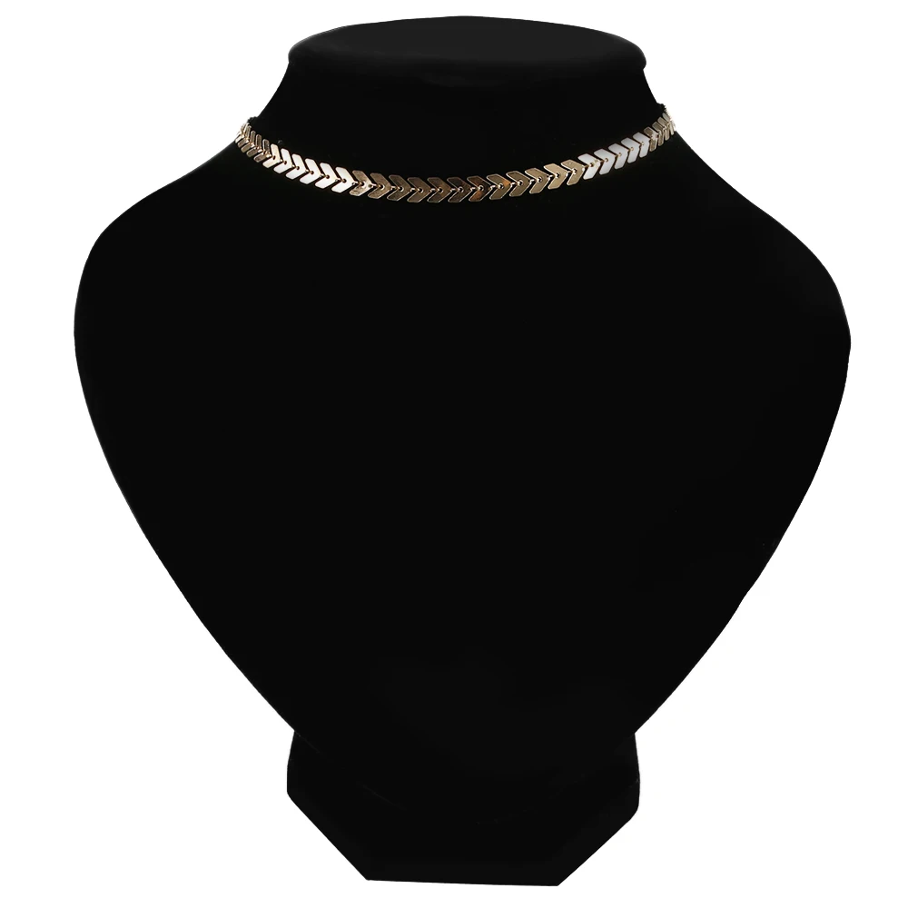 

1 Pcs New Fashion Sequins Simple Fish Bone Choker Necklace Bohemia Aircraft Chain Golden Sliver Alloy Boho Jewelry