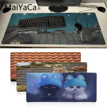 

Maiyaca Top Quality Cute cat in Roof mouse pad gamer play mats Locking Edge gaming Mousepad Mat Keyboard Mat Table Pad