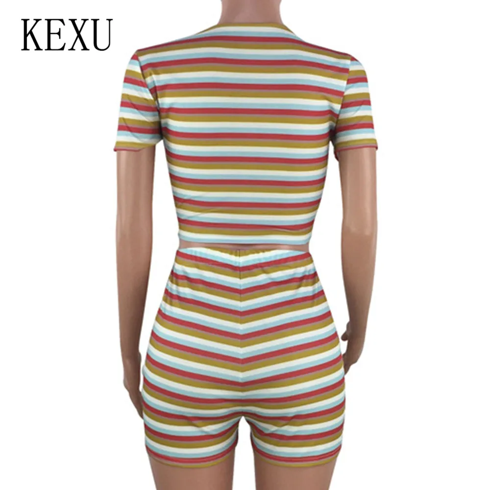 KEXU Sexy Women Stripe Two Pieces Sets Jumpsuits Hollow Out Crop Top and Slim Pants Sets Party Clubwear for Ladies Playsuits KEXU Sexy Women Stripe Two Pieces Sets Jumpsuits Hollow Out Crop Top and Slim Pants Sets Party Clubwear for Ladies Playsuits