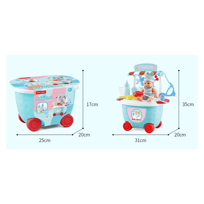 الأطفال نتظاهر اللعب محاكاة المطبخ الطبخ أدوات المائدة خلع الملابس عربة طبيب الاطفال البلاستيك لعبة مجموعة