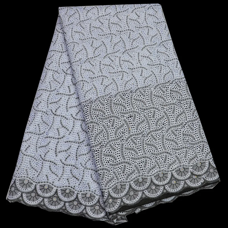 5 ярдов/шт) Высококачественная африканская сухая хлопковая кружевная ткань белого и черного цвета для мужчин и женщин платье CLP74