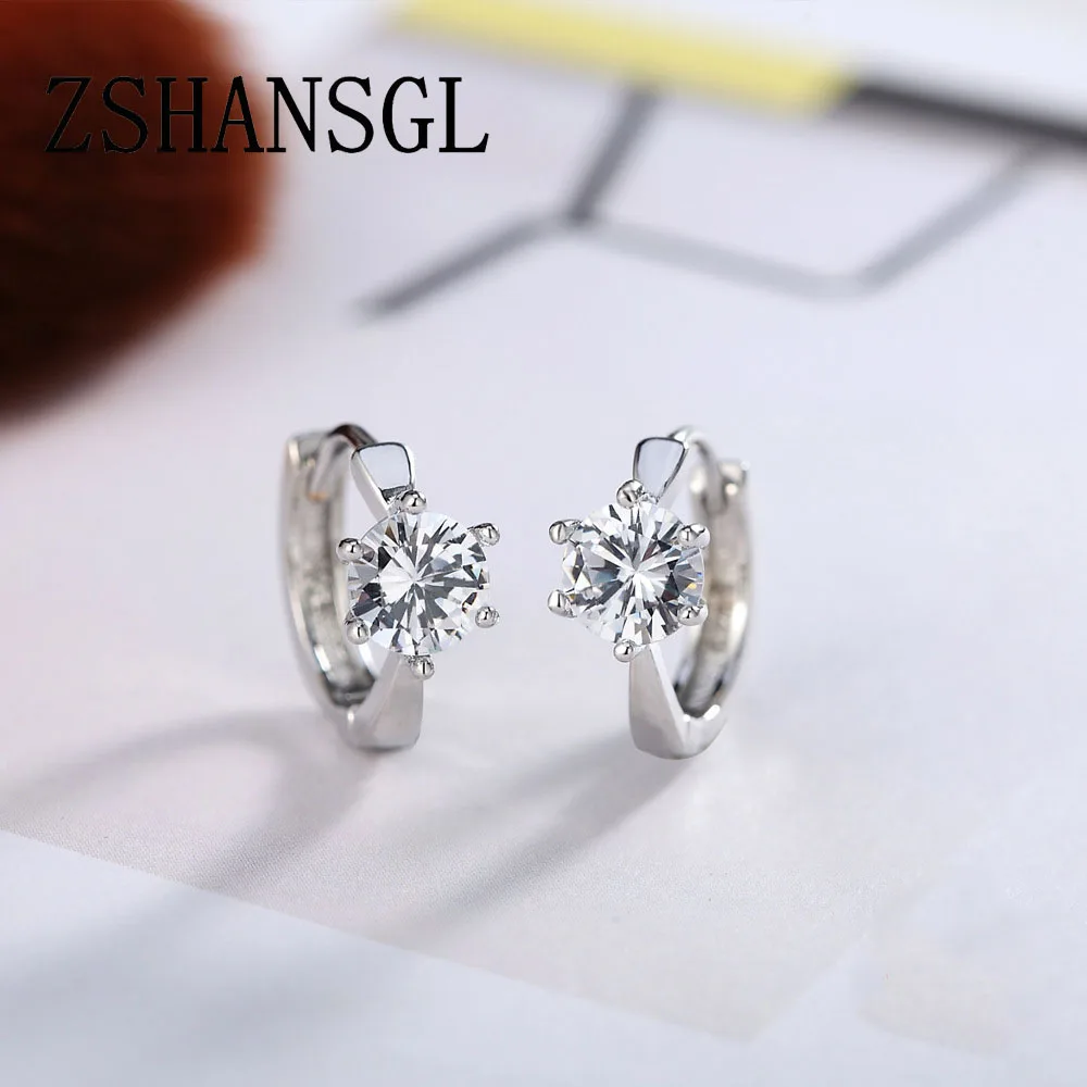 

925 Silver filled Earrings AAA CZ 6 Claws Zircon Stud Earrings For Women oorbellen brincos pendientes Fine Jewelry Bijoux