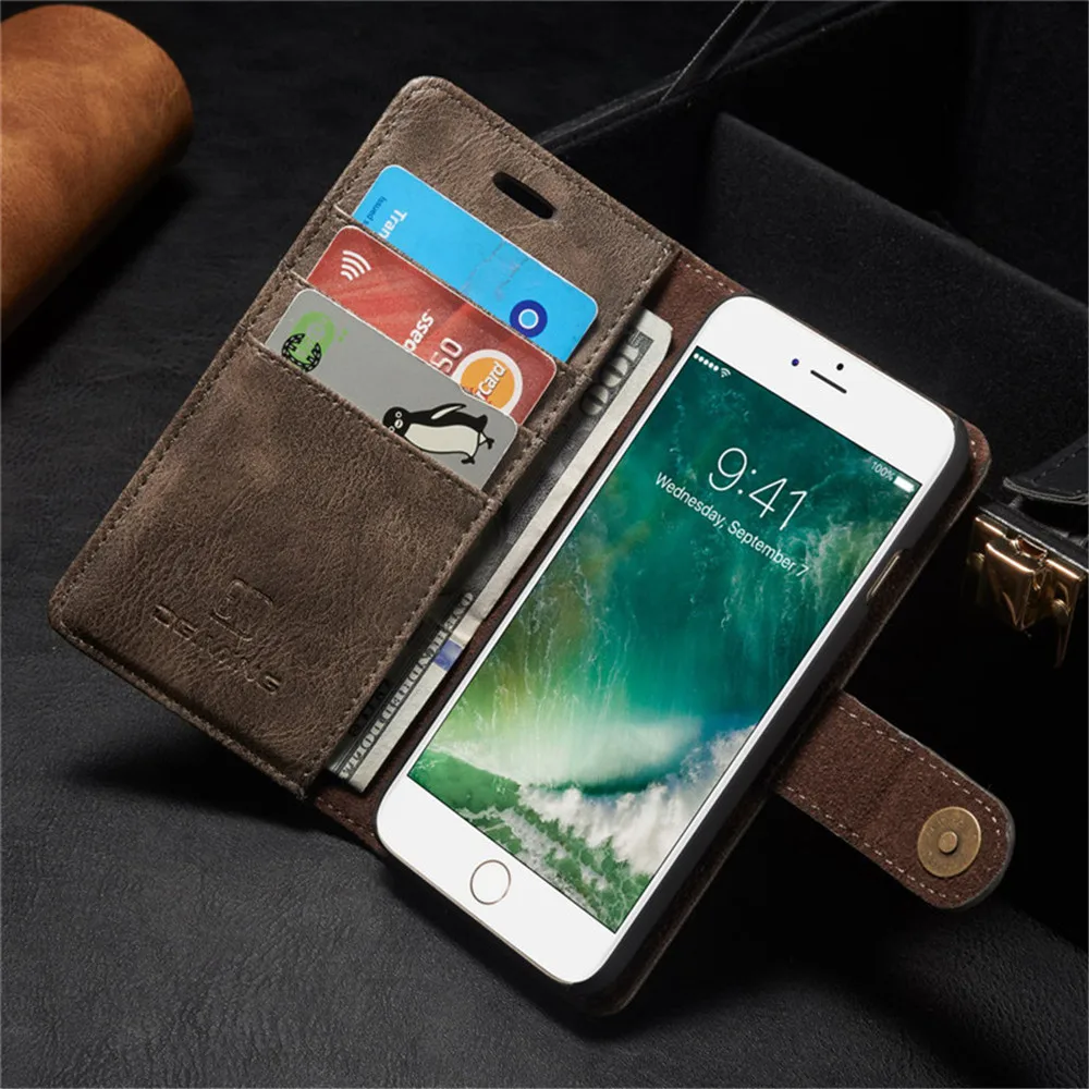 Роскошный кожаный чехол для iphone 6, 6 S, 7, 8 Plus, X, XS, многофункциональный откидной Магнитный чехол-кошелек для samsung S8, S9, S10, чехол для телефона