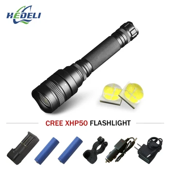

High Power led Flashlight telescopic zoom flash light cree Xhp50 waterproof torch Lanterna linterna 18650 rechargeable batteries