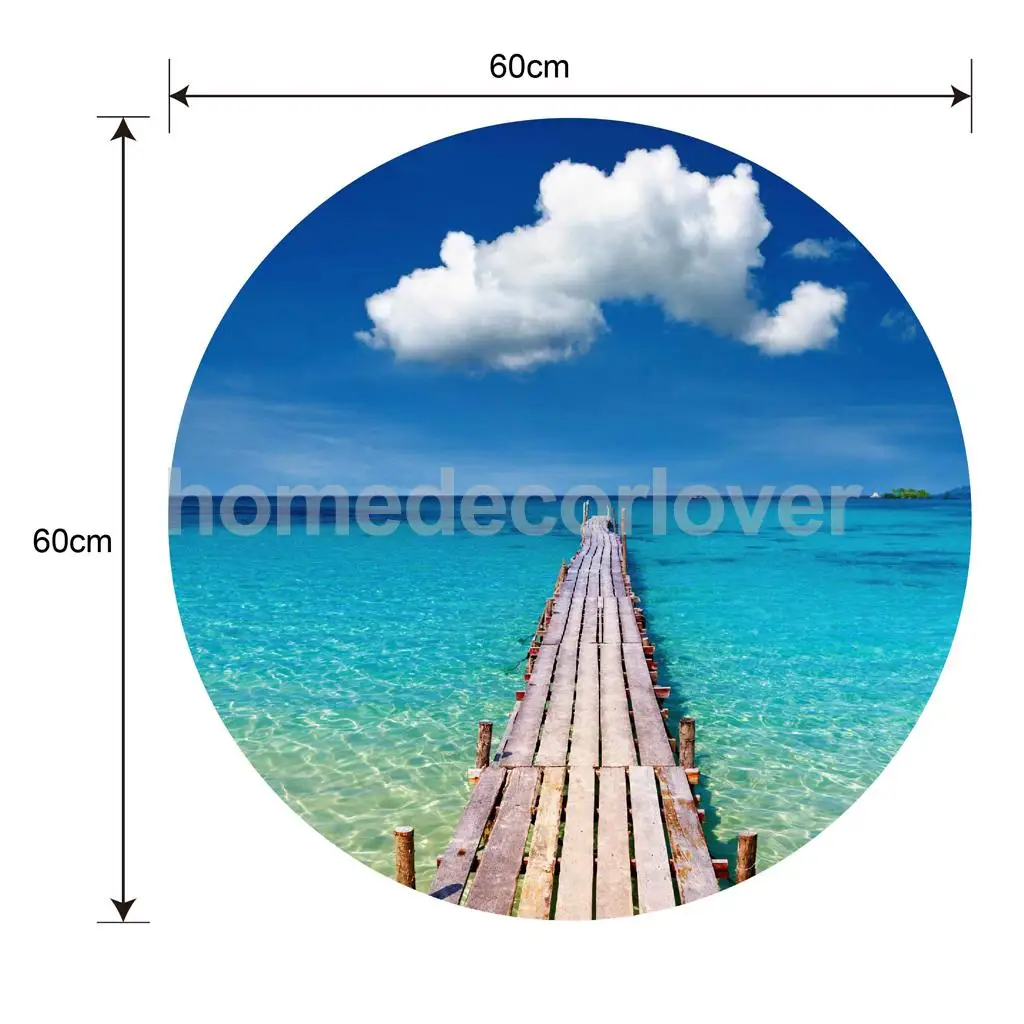 60cm Round 3D Desktop Table Top Countertop Furniture Protection Film Table Sticker PVC Film Decal Murals Cover Film	