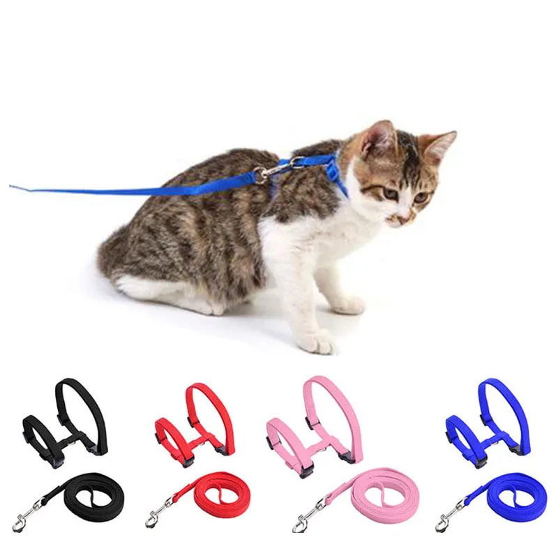 

Adjustable Cat Dog Collar Harness and Leash Nylon Pet Traction Cat Kitten Halter Collar for Pet Harness Belt 4 Color