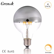 Grensk E14 Led Filament Dimmable Sliver Light Bulb G45 Gold Mirror 