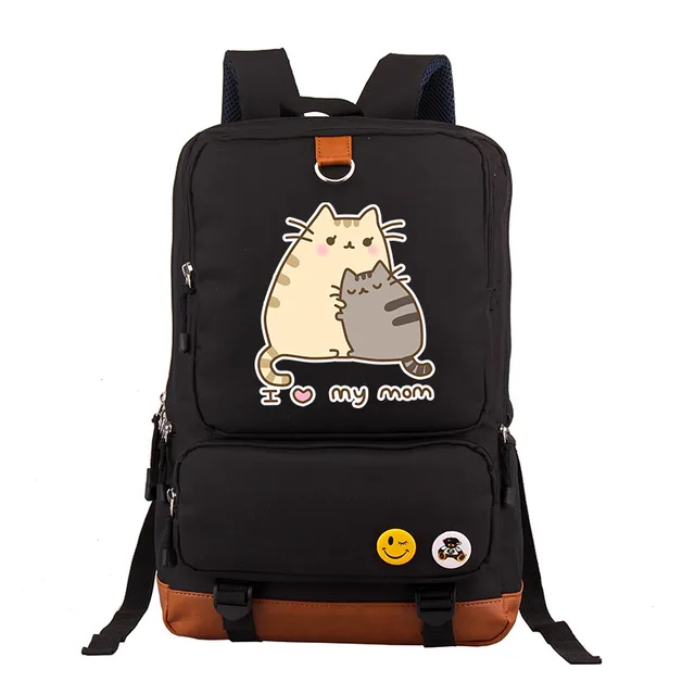 New Arrival Pusheen Cat Printing Backpack Kawaii Women Backpack Canvas