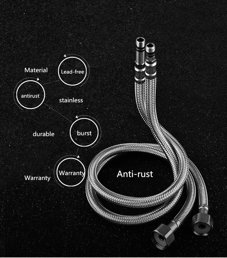 Kitchen sink faucet inlet pipe explosion-proof hot and cold water single pointed basin water inlet hose stainless steel connecti