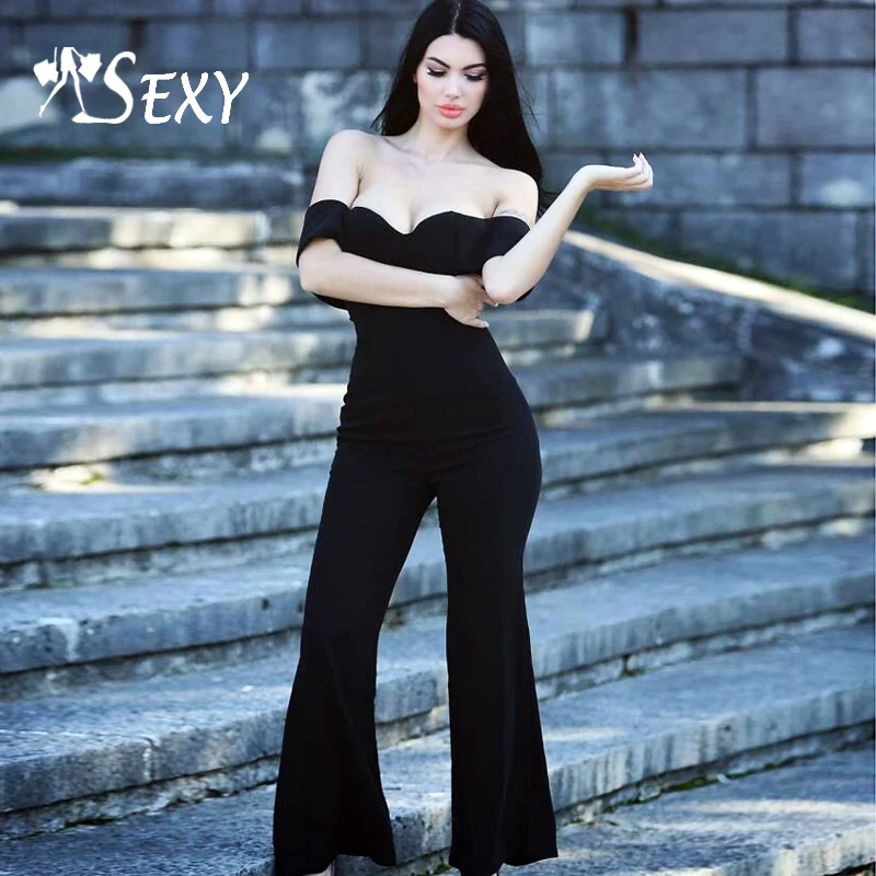 Gosexy 2017, Новая мода с открытыми плечами полной длины без бретелек для женщин комбинезон элегантный